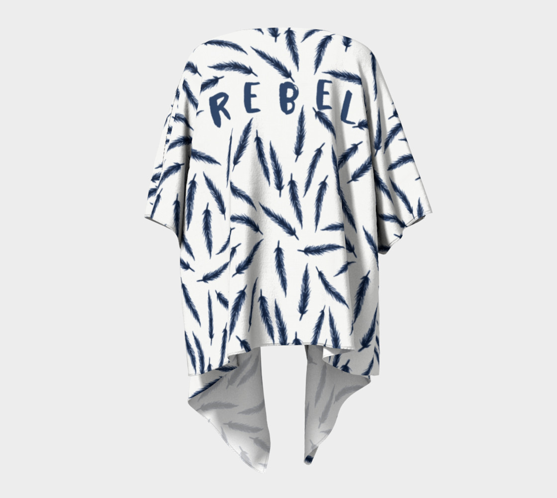 Rebel Draped Kimono in White Navy preview #4