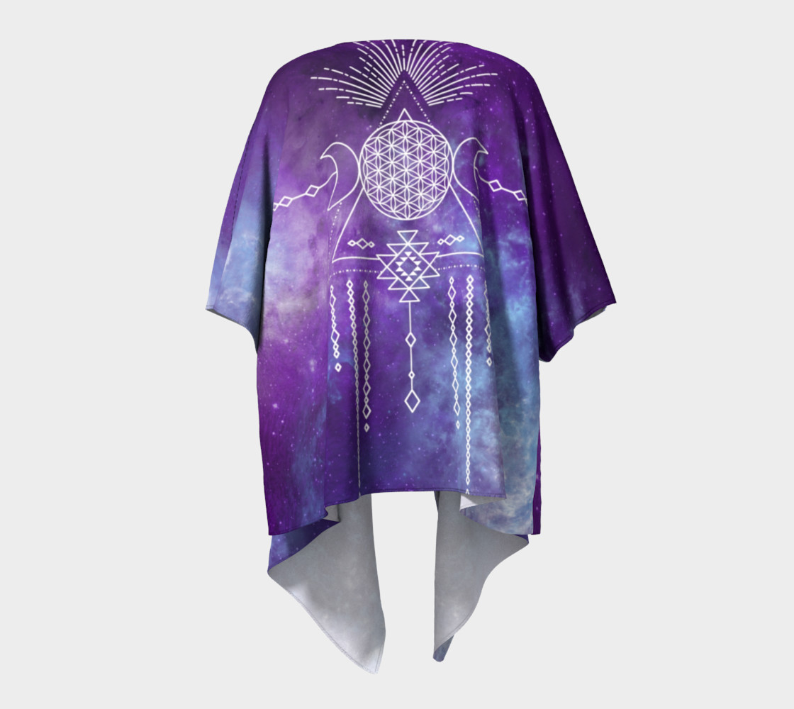 Flower of Life Geometry Moon Boho Purple Kimono preview #4