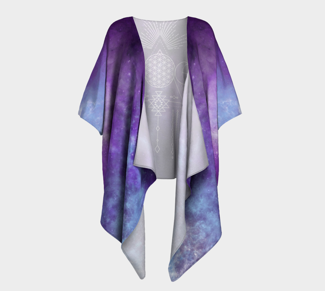 Flower of Life Geometry Moon Boho Purple Kimono preview #1