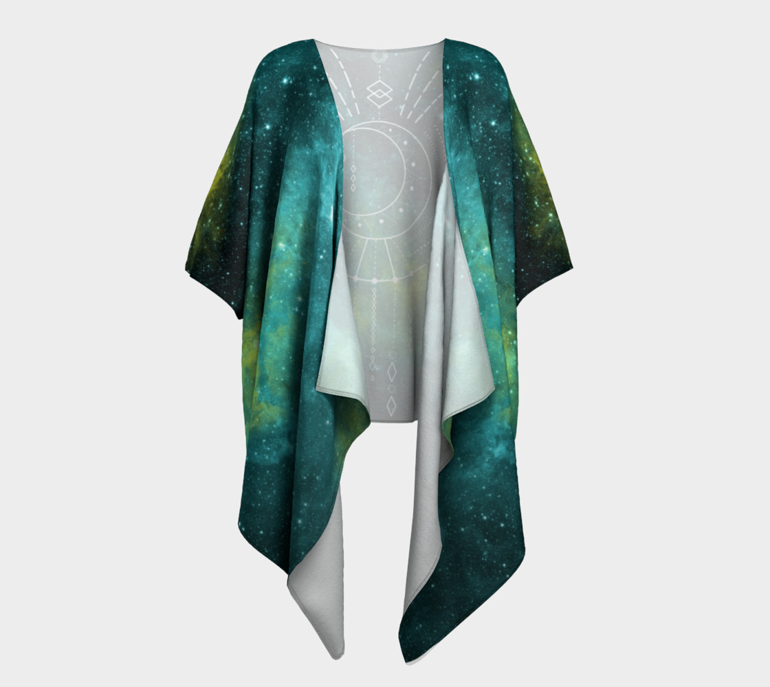 Blue green moon celestial geometric kimono preview #1