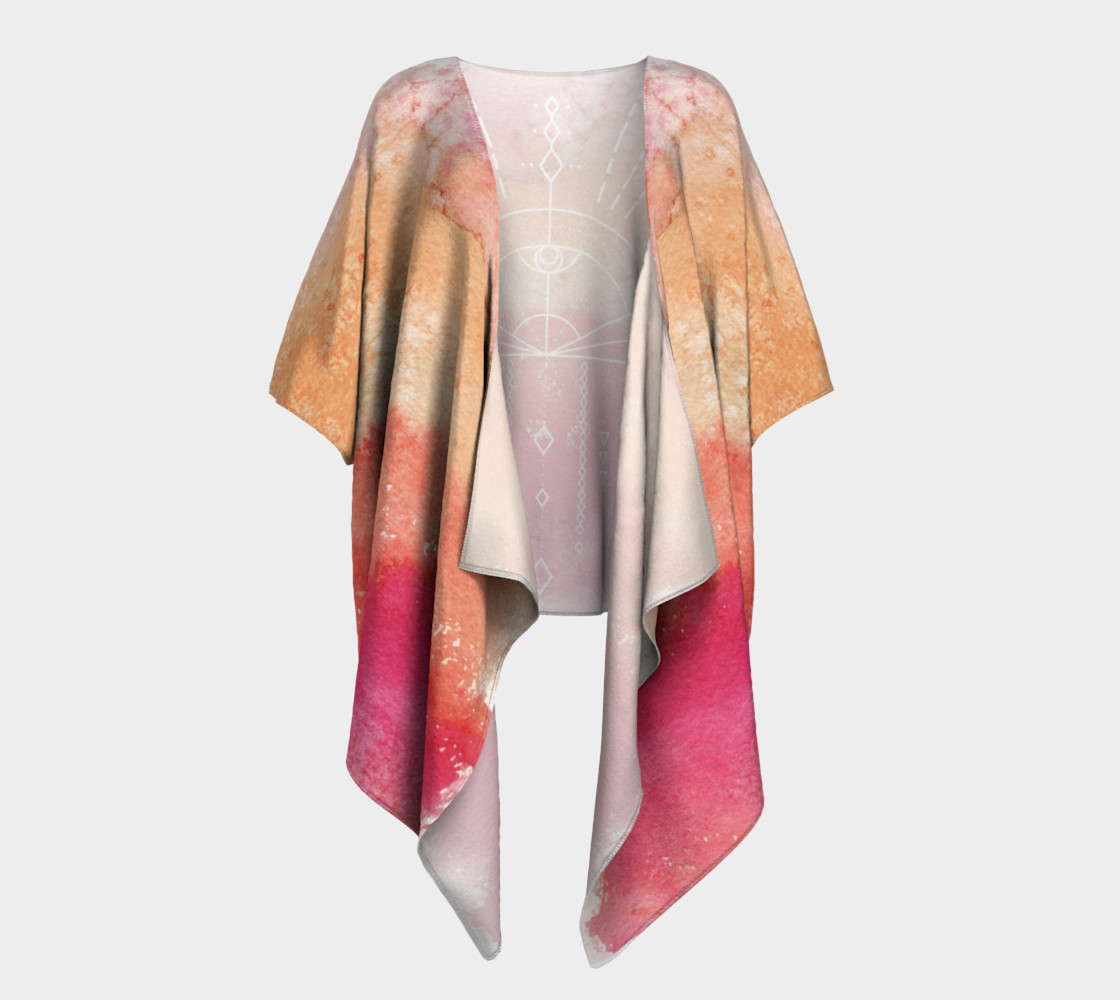 Peach watercolor gradient sunrise geometry kimono preview #1