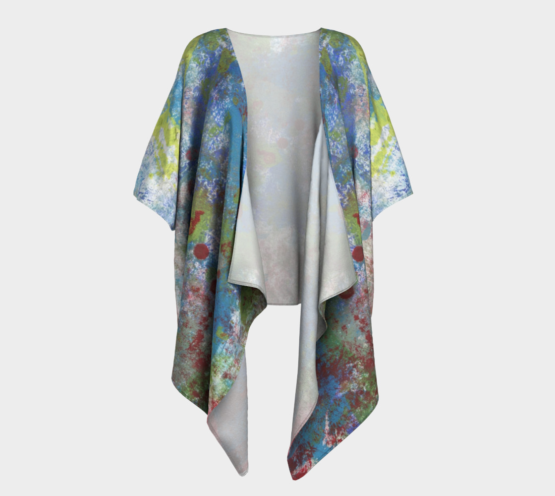 Multi Blue and Green Draped Kimono preview #1