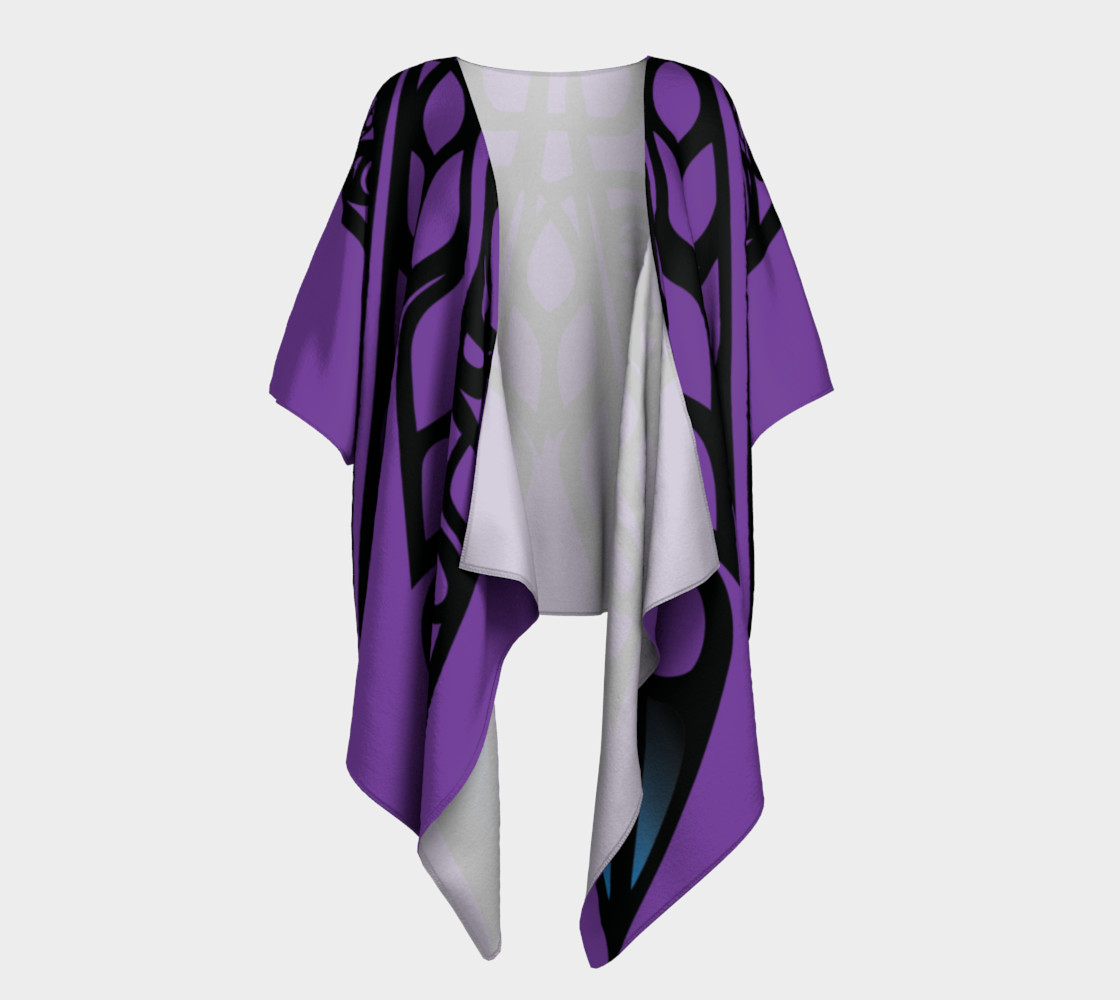 Black Raven & Eagle Feathers on Purple, by Mia Hunt preview #1