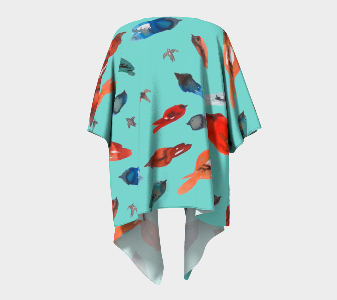 Fish-Birds on Turquoise kimono preview #4