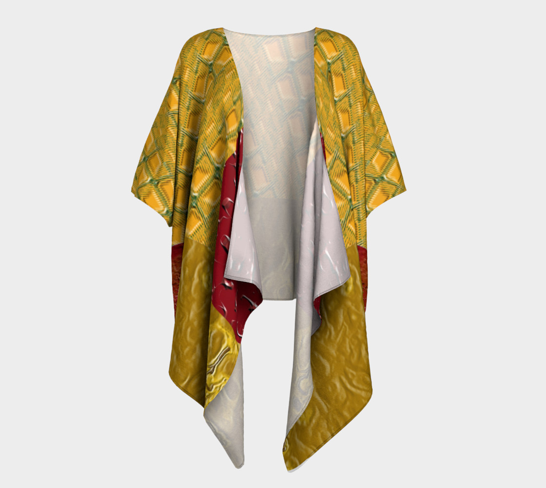 Orange and Red Patches Draped Kimono preview #1