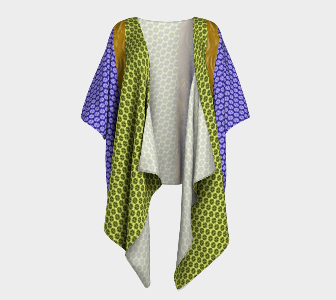 Blue and Yellow Scales Draped Kimono 3D preview
