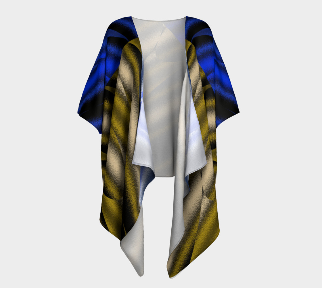 Patched in Blue and Brown Draped Kimono 3D preview