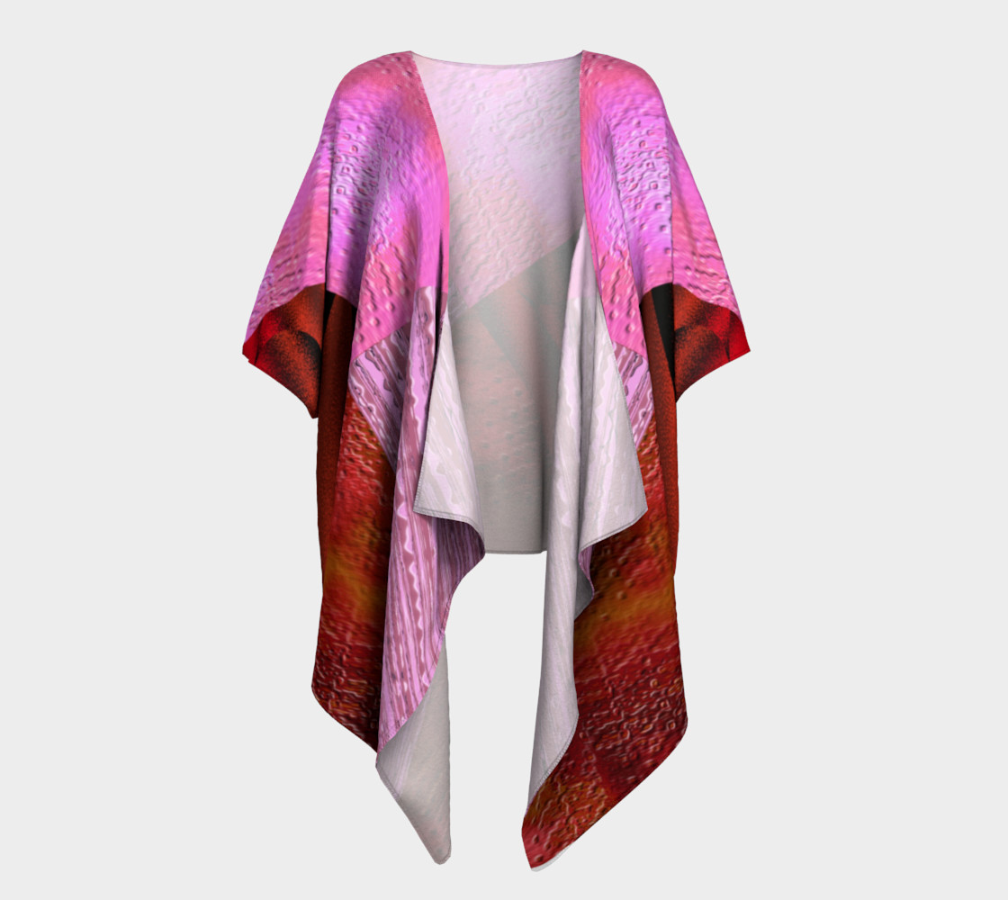 Pink and Red Clash Draped Kimono preview #1