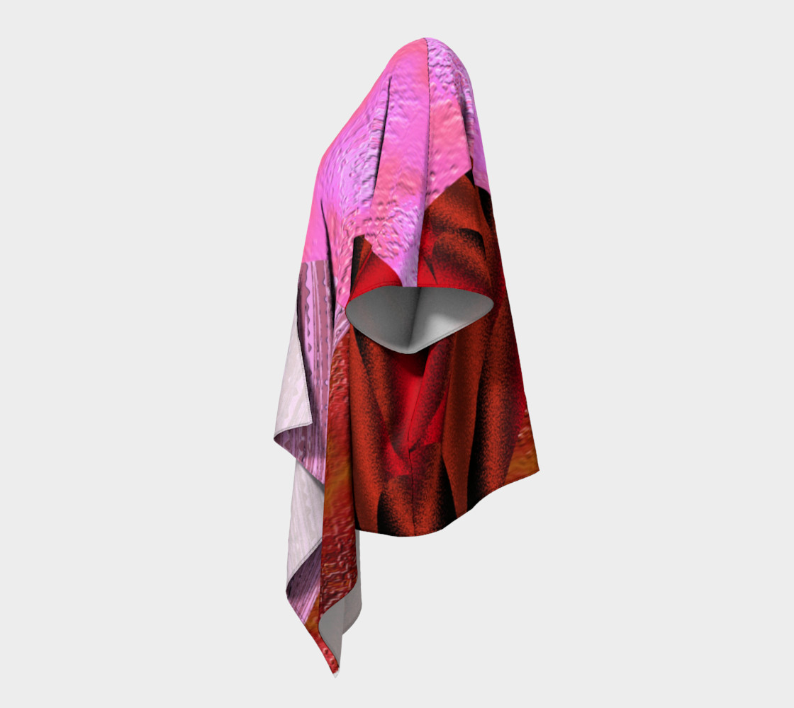 Pink and Red Clash Draped Kimono preview #2