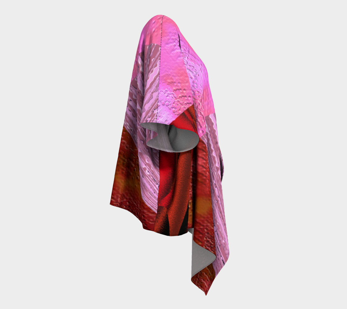 Pink and Red Clash Draped Kimono preview #3