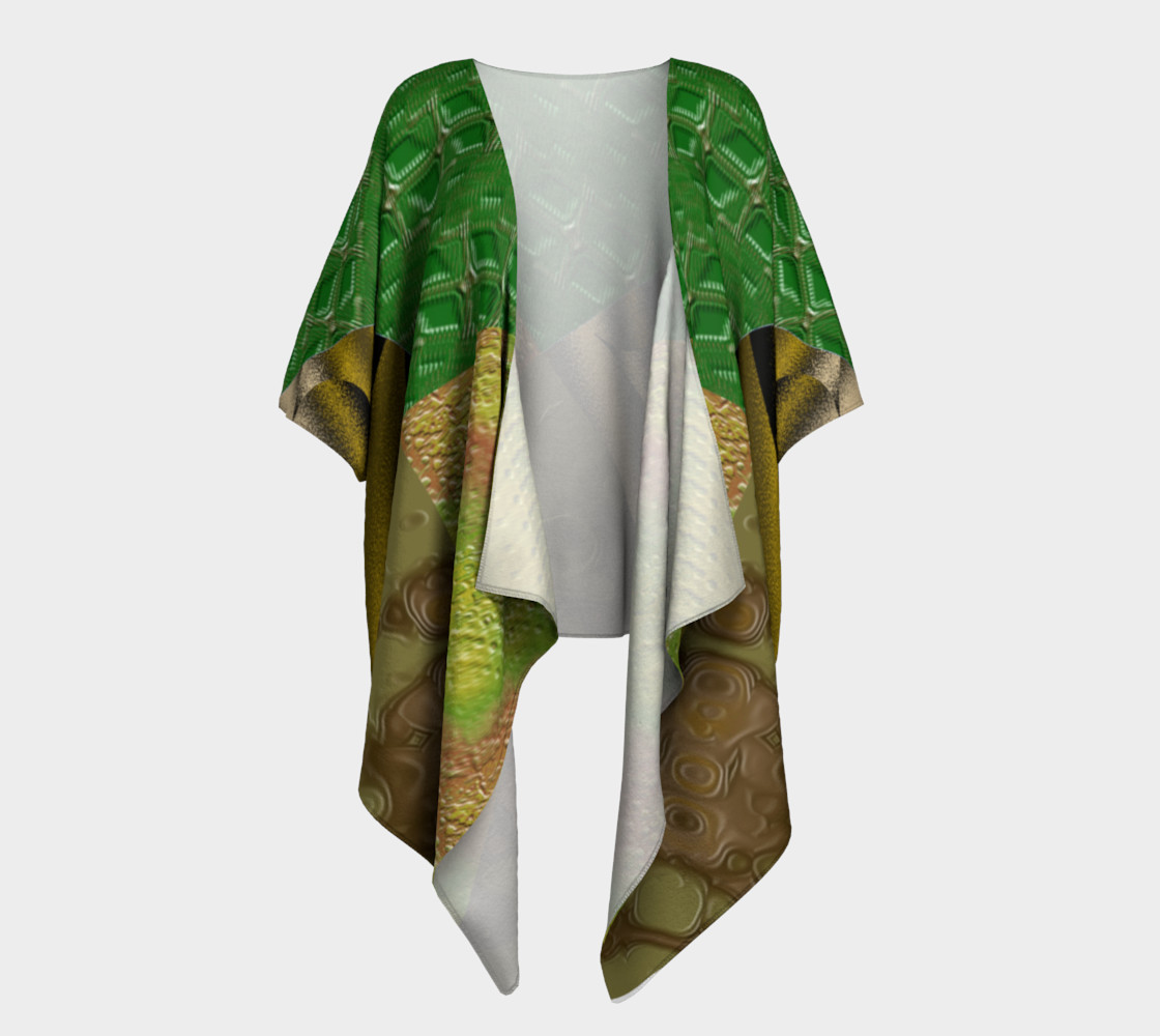 Patched Camouflage Draped Kimono 3D preview