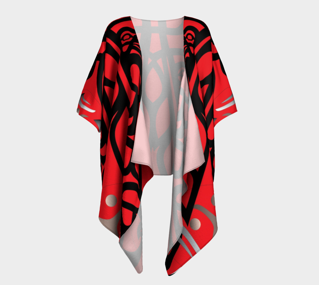 Black Raven & Eagle Feathers, on Red by Mia Hunt preview #1