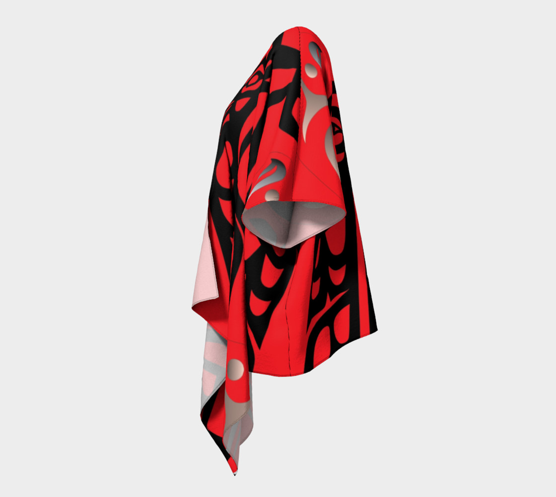 Black Raven & Eagle Feathers, on Red by Mia Hunt preview #2