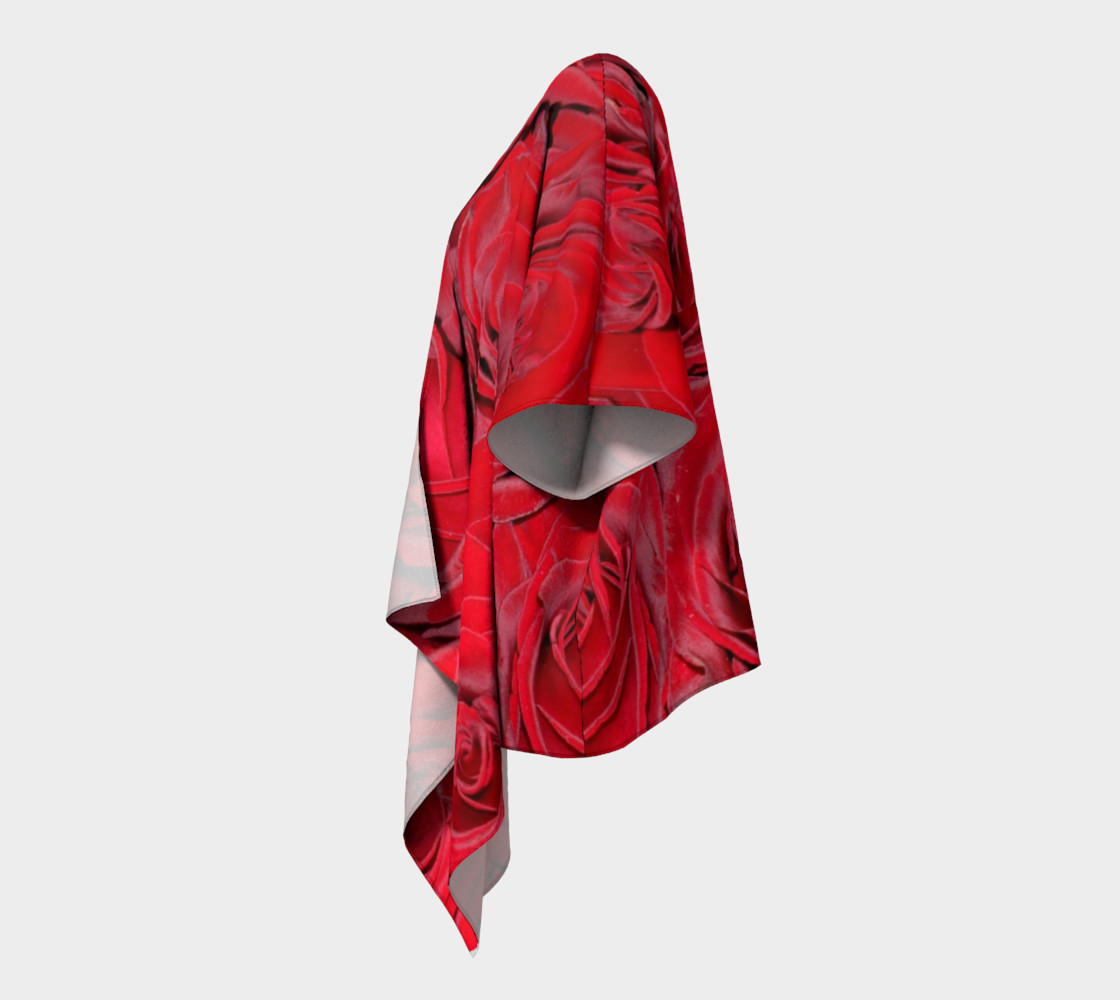 Red Roses Floral Design Draped Kimono preview #2
