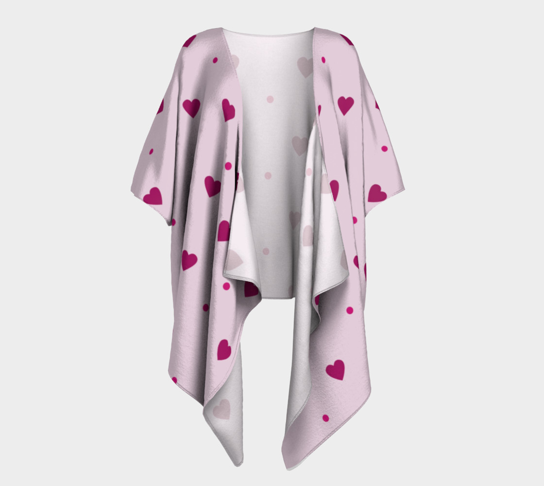 Pink Hearts and Polka Dots Draped Kimono preview #1