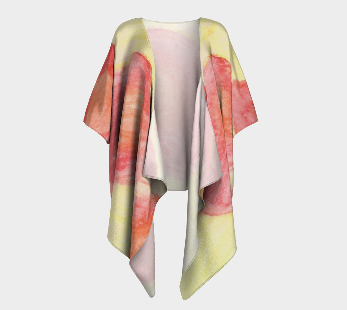 Red Flower Blooms Draped Kimono preview #1