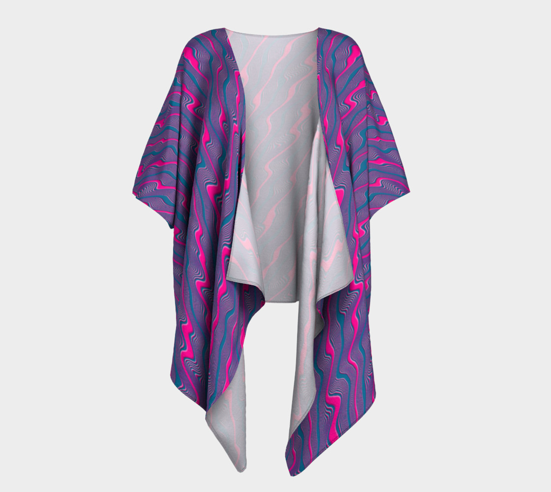 Fuchsia Crazy Stripes Draped Kimono preview #1