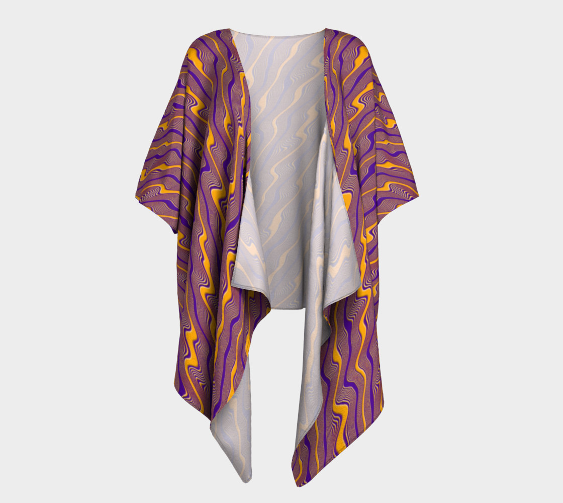 Orange and Purple Crazy Stripes Draped Kimono 3D preview