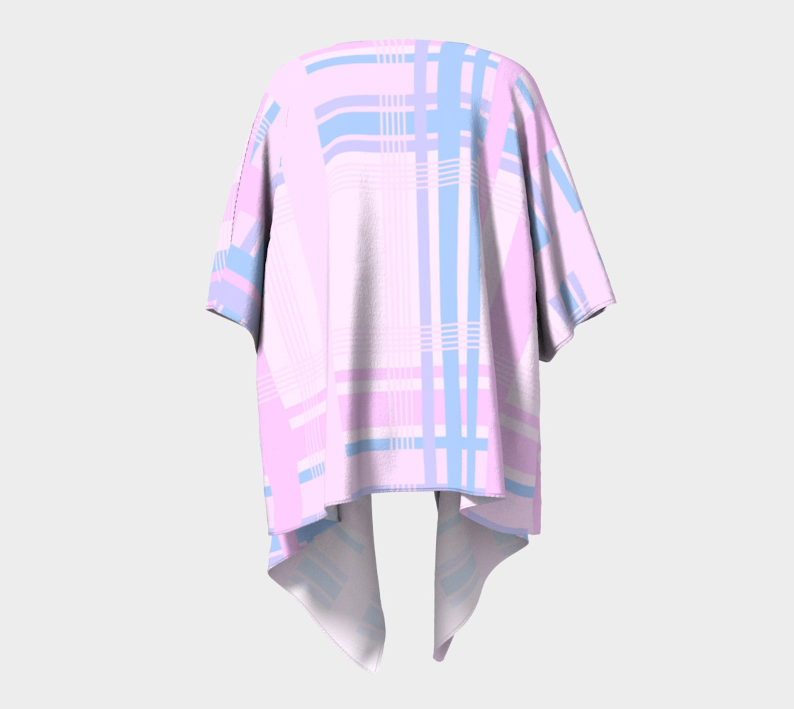 Aperçu de Pink Plaid Draped Kimono #4