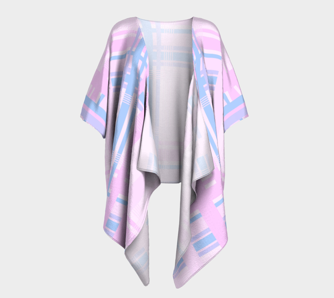 Aperçu de Pink Plaid Draped Kimono #1