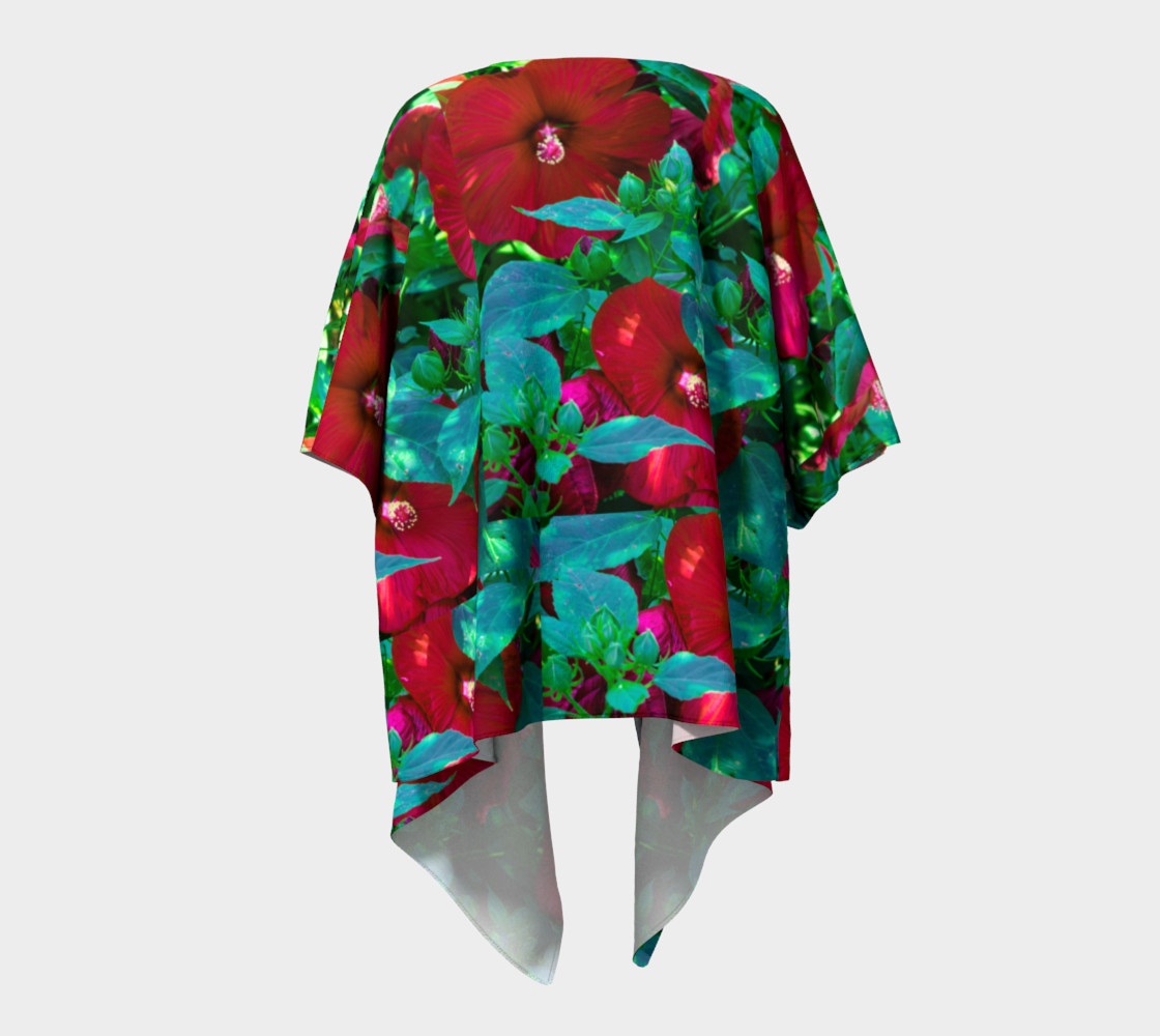 Hawaiian Hibiscus Flower Draped Kimono preview #4