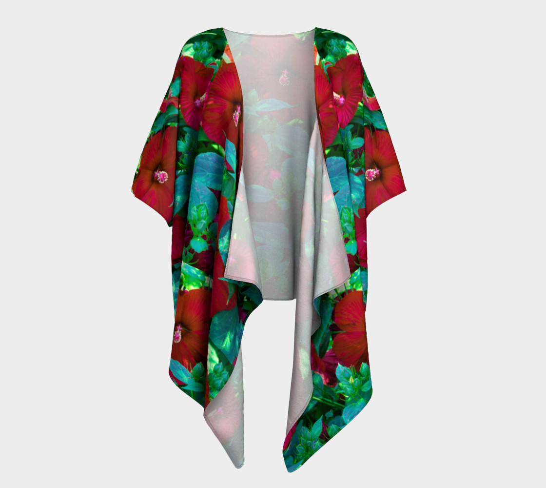 Hawaiian Hibiscus Flower Draped Kimono preview #1