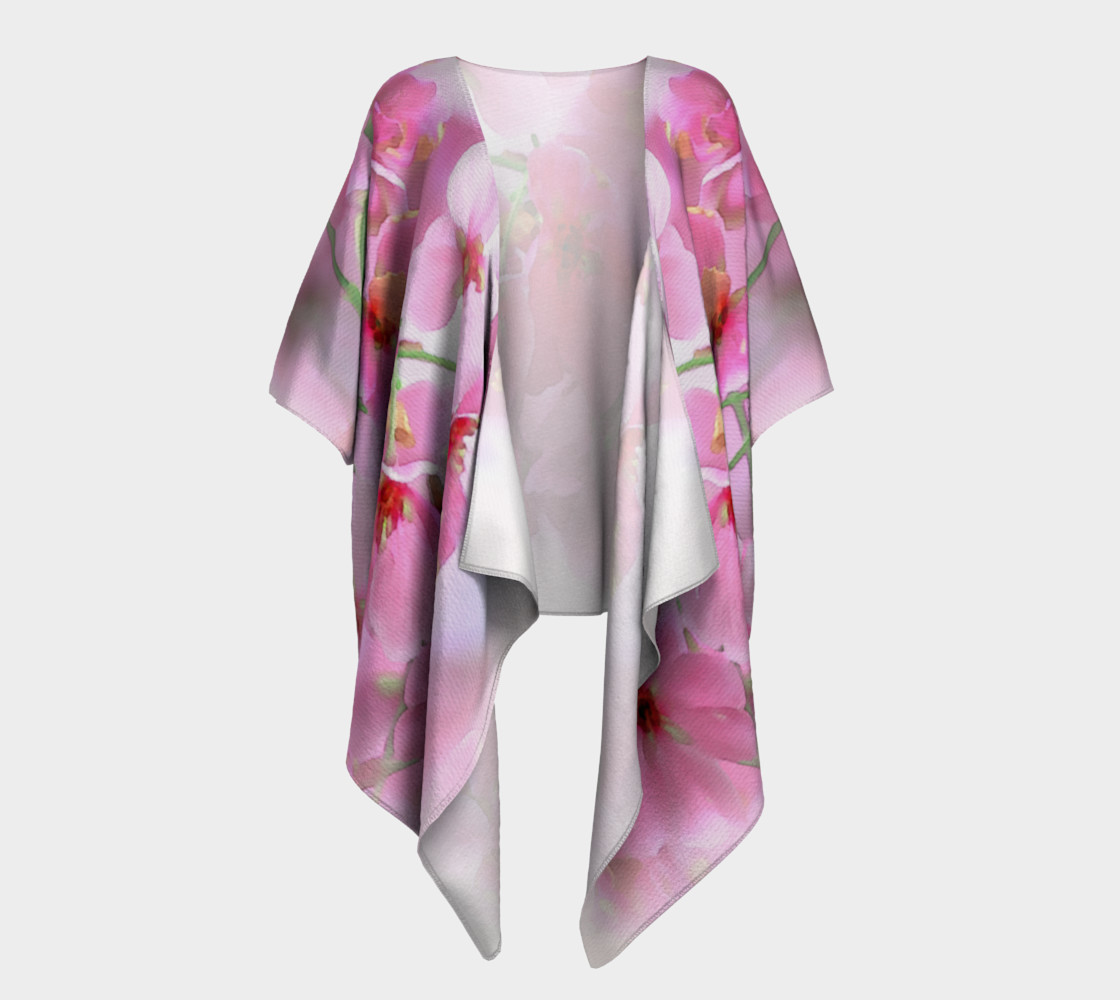 Water Color Peach Blossom Floral Draped Kimono preview #1