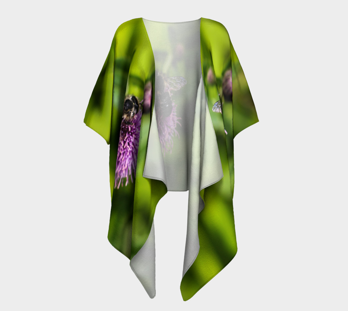 A Bee on a Purple Flower Draped Kimono preview #1