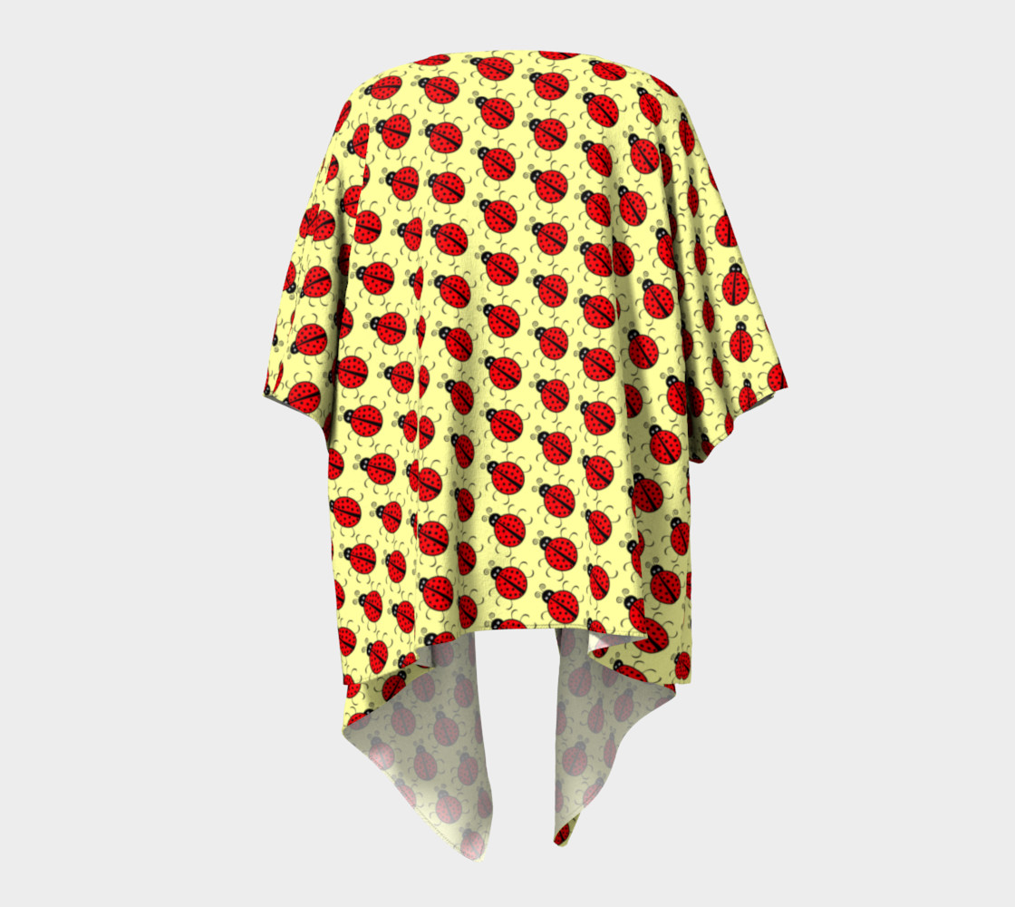 Ladybugs Pattern-Cream Draped Kimono preview #4