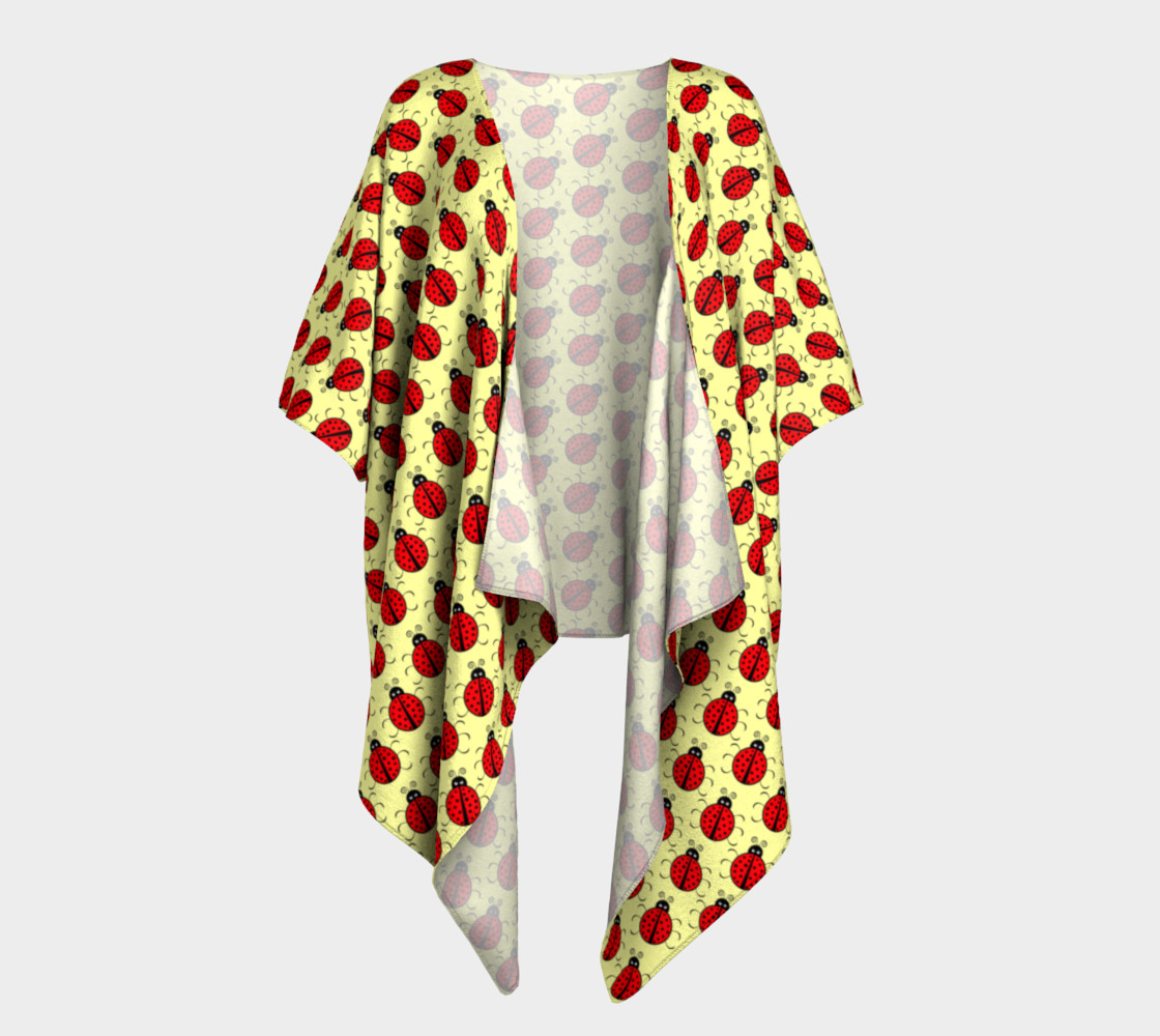 Ladybugs Pattern-Cream Draped Kimono preview #1
