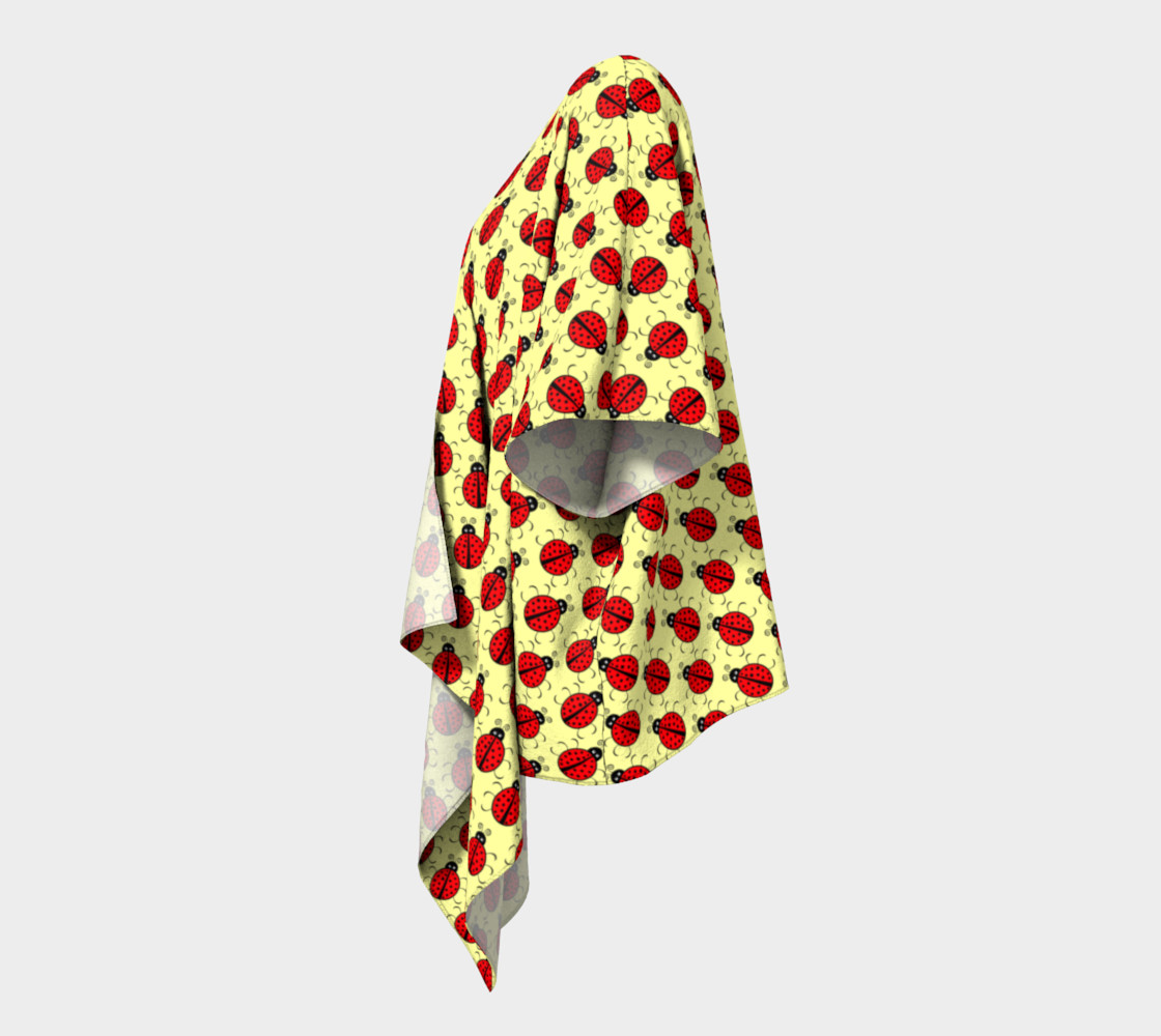 Ladybugs Pattern-Cream Draped Kimono preview #2