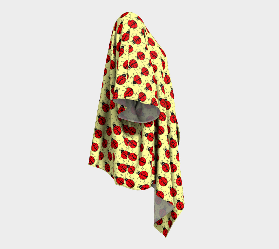 Ladybugs Pattern-Cream Draped Kimono preview #3