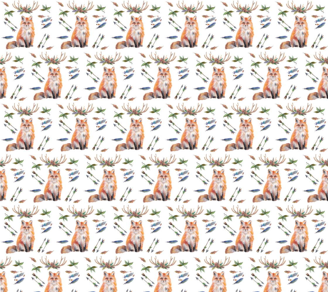 woodlands fox watercolour fabric thumbnail #1