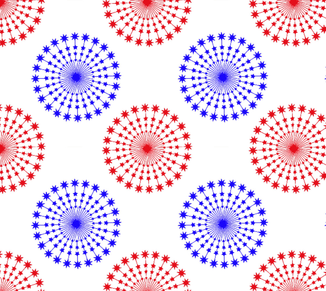 Summer Fireworks, red and blue abstract on white background Miniature #1