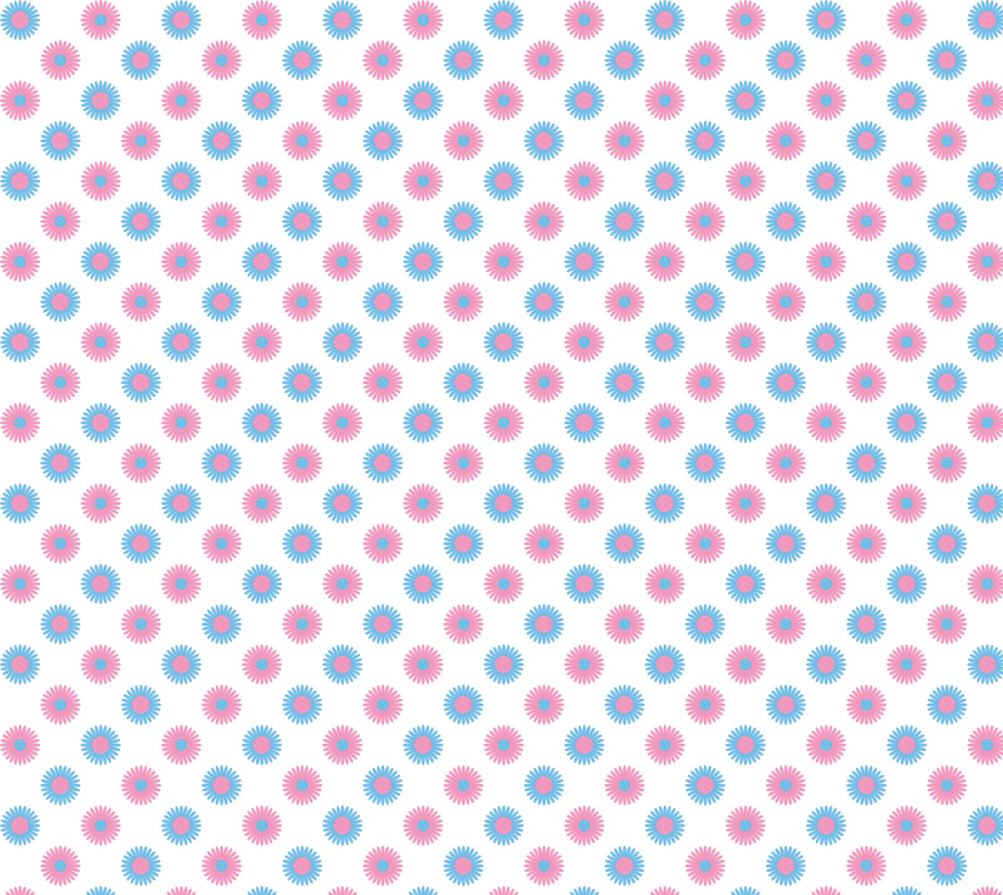 Pink and Blue Flowers Trans Pride Fabric thumbnail #1