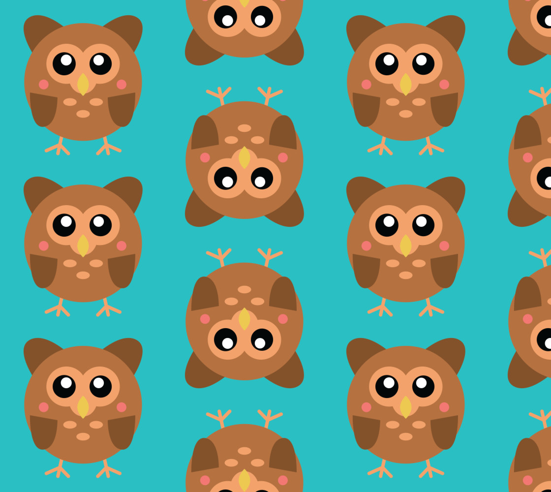 Cute Owls on Aqua Background thumbnail #1