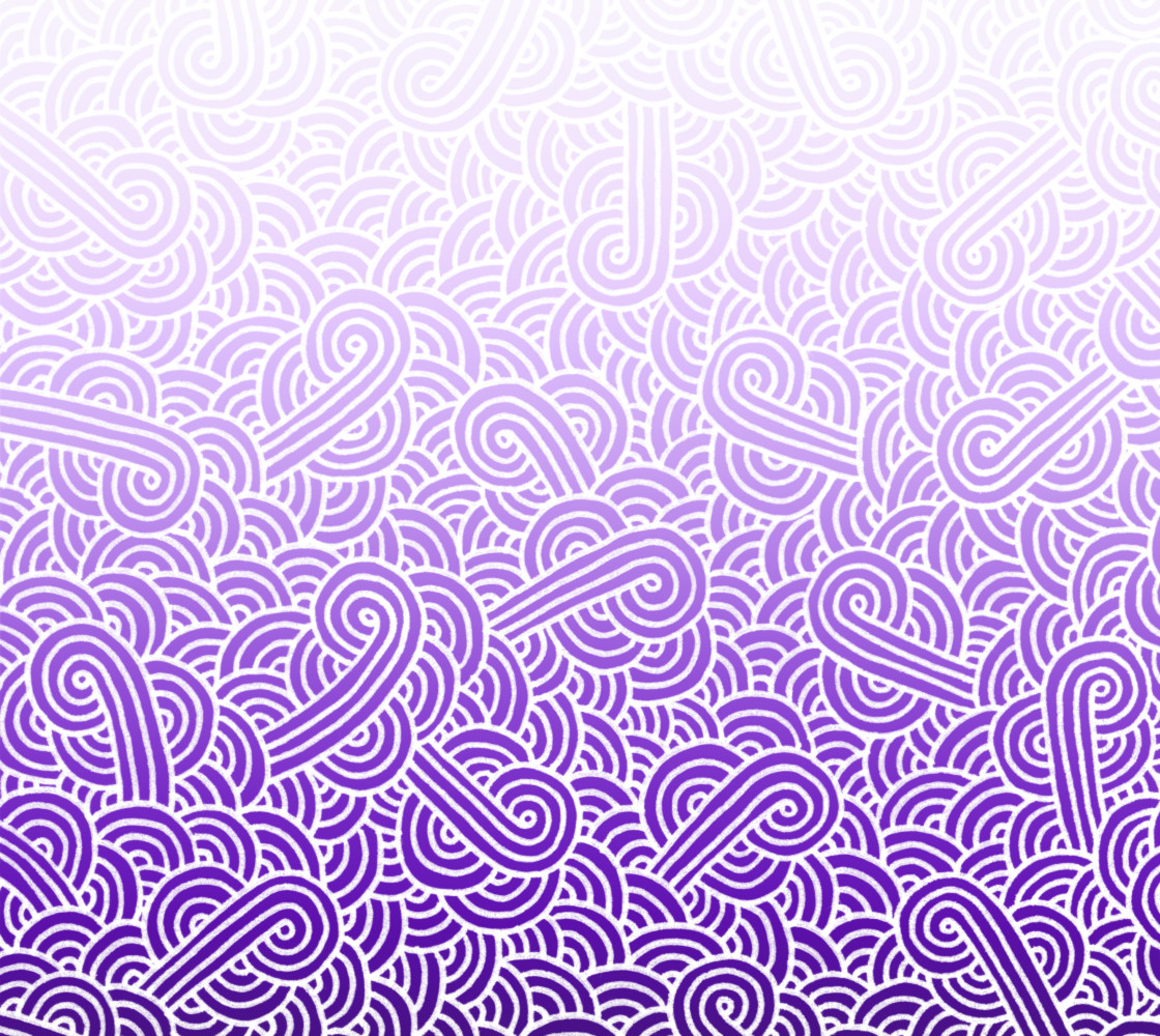 Ombre purple and white swirls doodles Fabric thumbnail #1