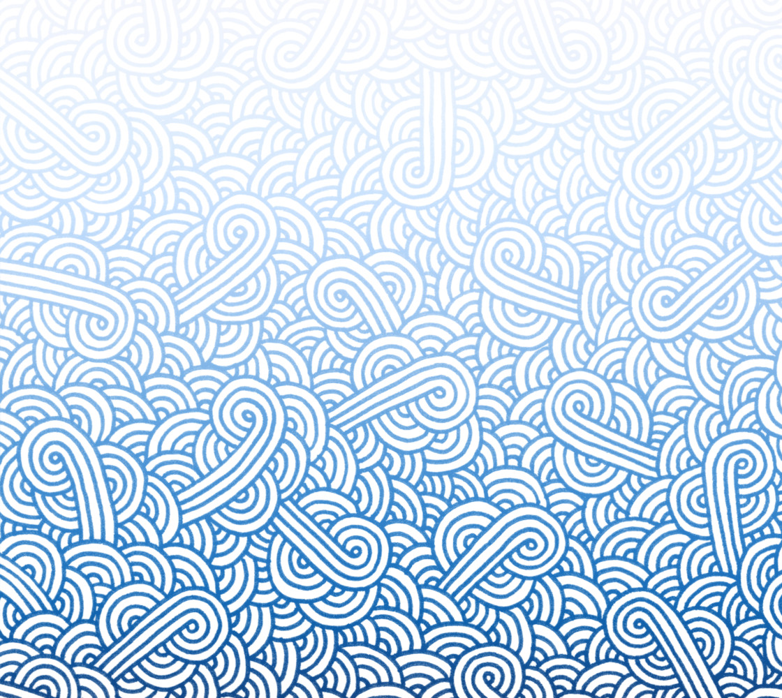 Gradient blue and white swirls doodles Fabric thumbnail #1
