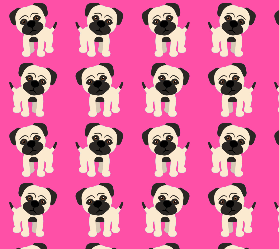 Adorable Pugs on Pink Background thumbnail #1