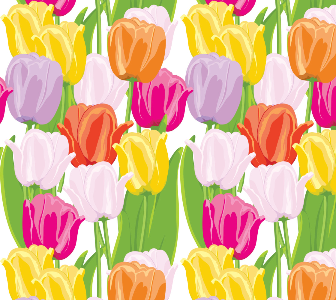 Spring Tulips - Perfect for Spring, Summer, Easter - pink, yellow, peach, lavender thumbnail #1