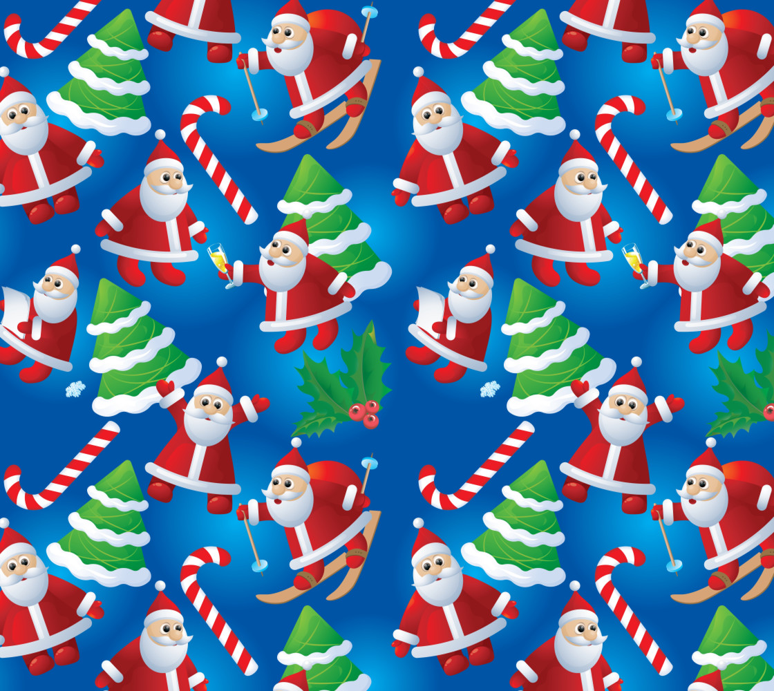 Adorable Santa Christmas Fabric - Blue thumbnail #1