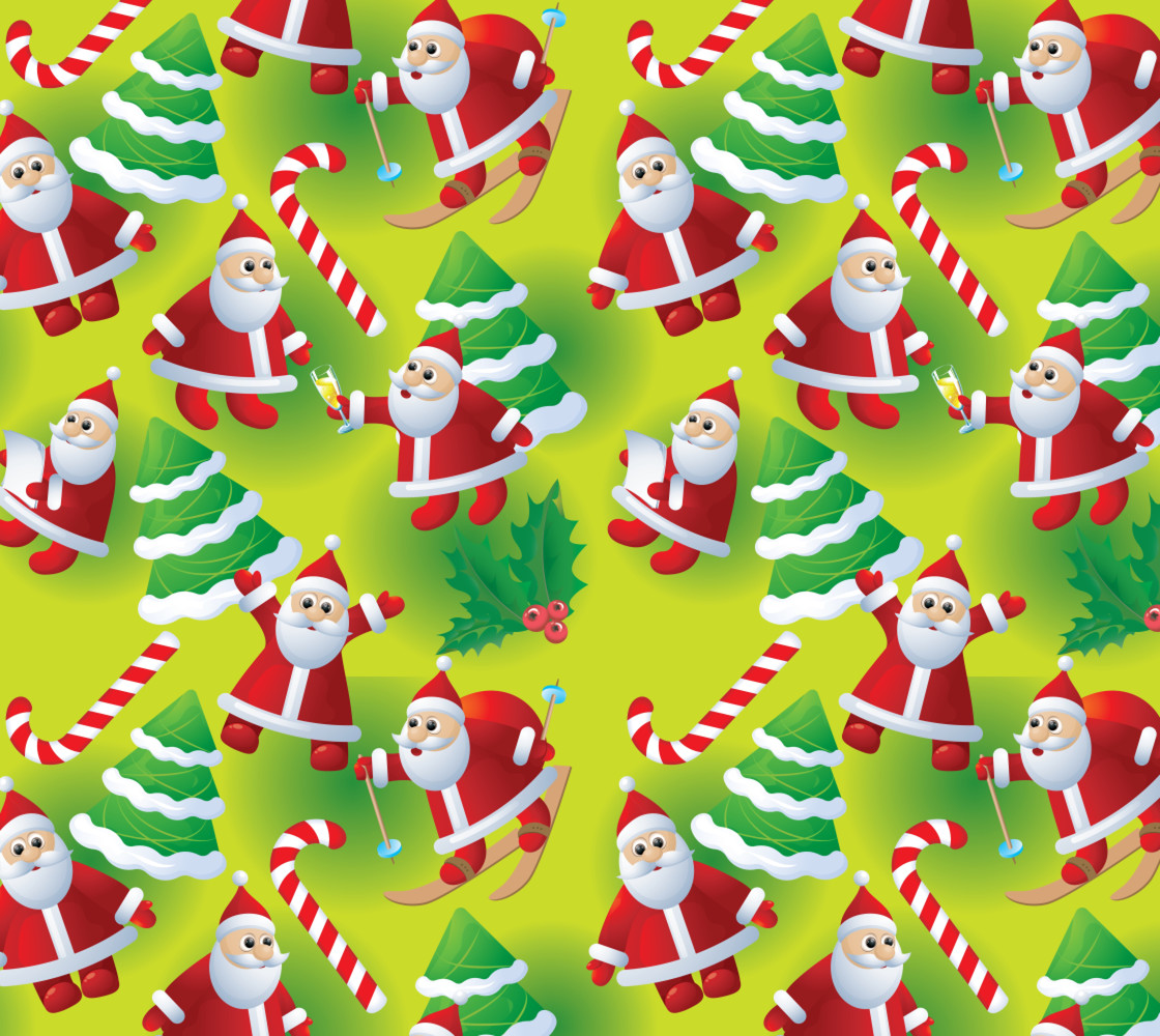 Adorable Santa Fabric - Green thumbnail #1