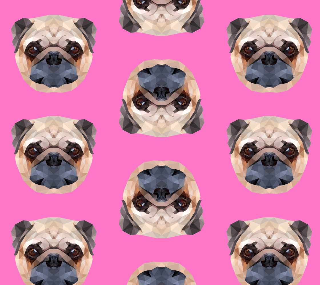 Pugs on Pink Background thumbnail #1