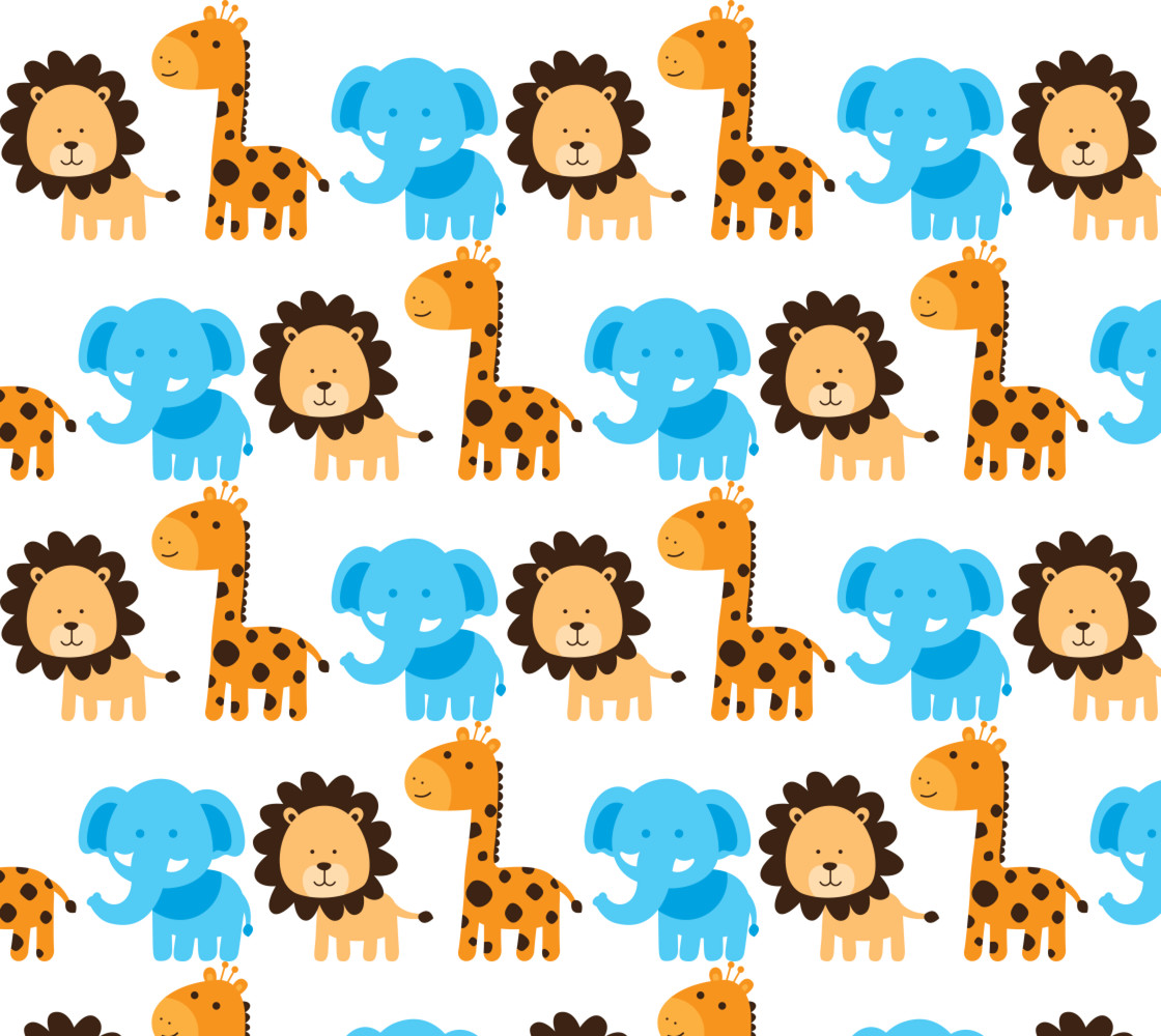 Lion Giraffe and Elephant Kid's Fabric thumbnail #1