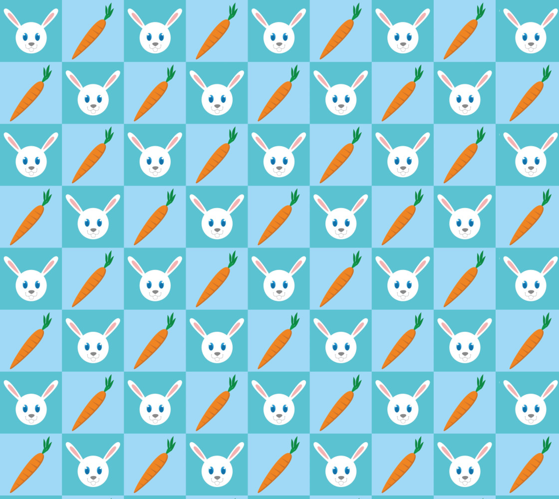 Bunny Rabbit and Carrot Fabric - Cute for Easter, Kid's Fabric Miniature #1