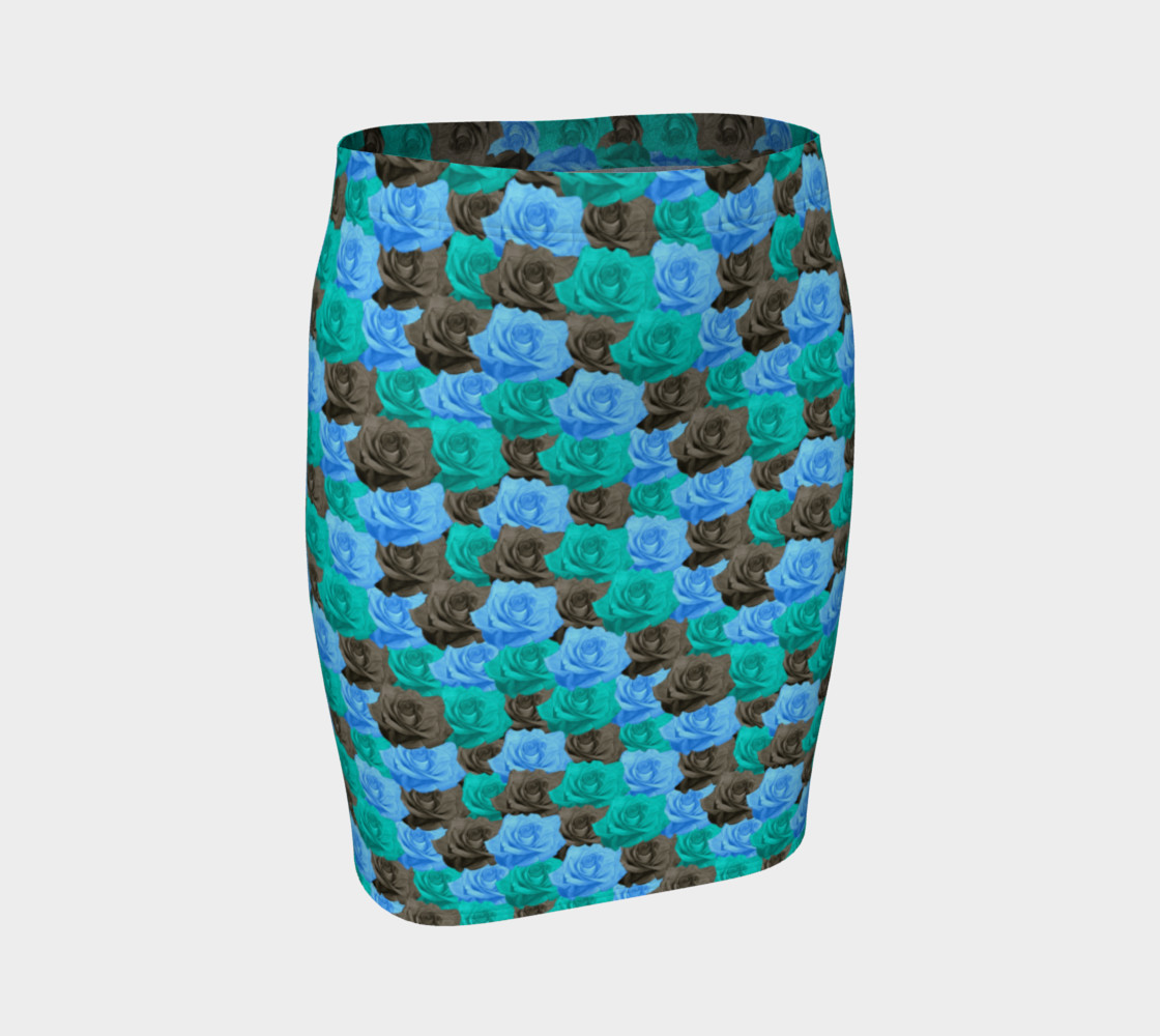 Blue Roses Fitted Skirt Miniature #2