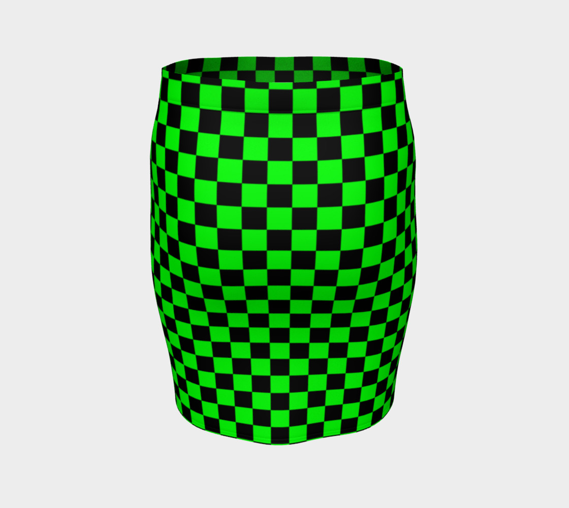 Aperçu de Black and Lime Green Checkerboard Squares #4