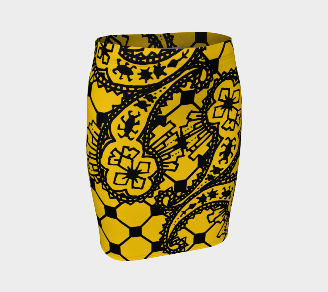 Yellow Grid Paisley Pattern Minton Black Yellow Tile Pattern Paisley Henna Art preview #1