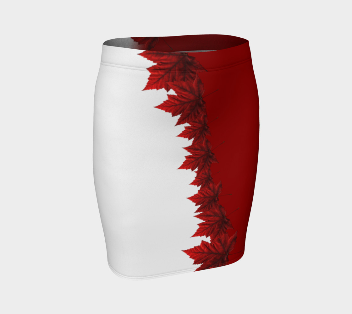 Canada Skirts Red Maple Leaf Fitted Skirts White thumbnail #2