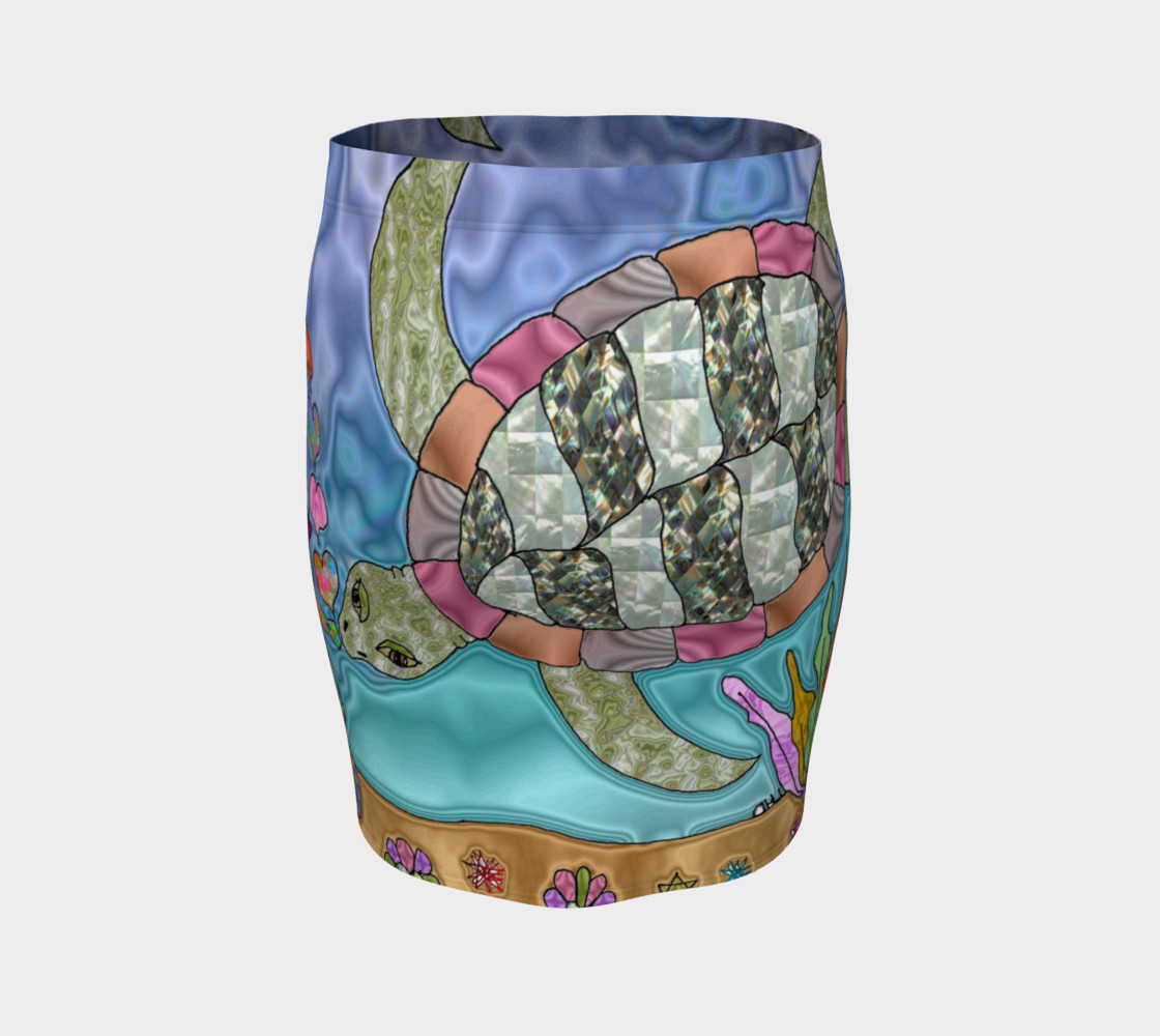 Sea Turtle Kiss Art Print Fitted Skirt preview #4